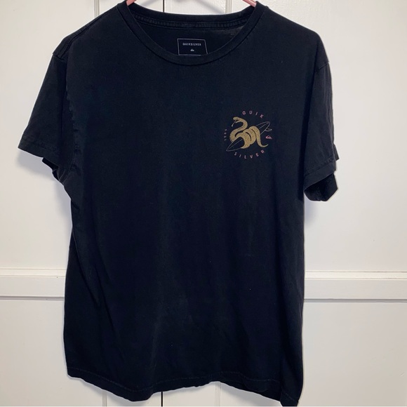 Quiksilver Medium Black Gold Snake Wrapped Surfboard Short Sleeve Tee - Picture 1 of 11